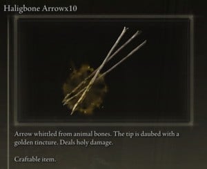 Elden Ring: All Crafting Recipes - Arrows/Bolts - Haligbone Arrow x10