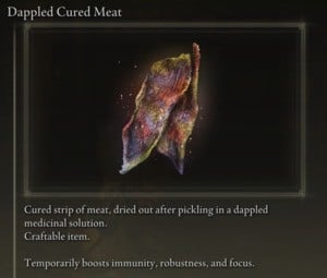 Elden Ring: All Crafting Recipes - Consumables - Dappled Cured Meat