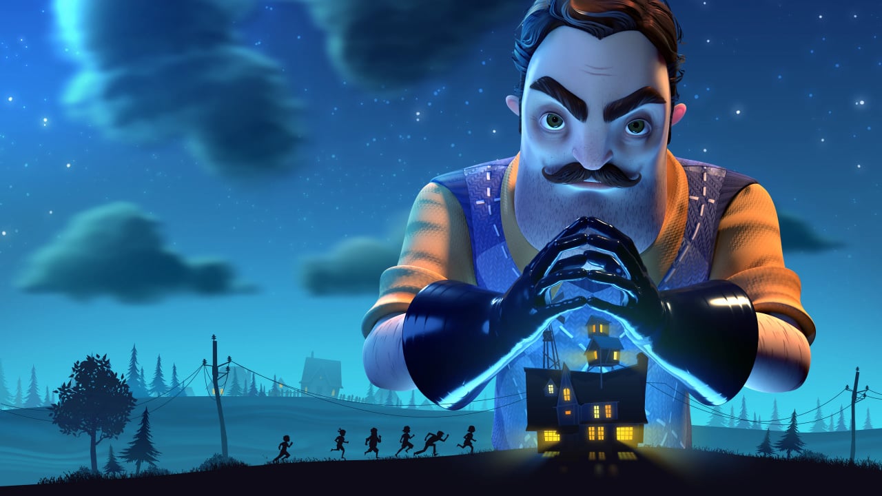 Image of old man holding gun in hello neighbor 2 videogame series wooden  house 4K wallpaper download