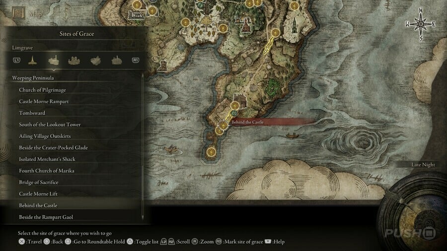 Elden Ring: All Site of Grace Locations - Weeping Peninsula - Behind the Castle