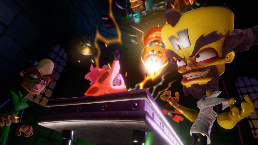 What is the name of the machine into which Dr. Neo Cortex puts Crash at the start of the first game?