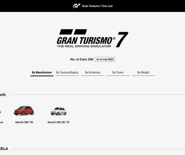 Gran Turismo 7's Exhaustive Car List Gets Stunning Dedicated Webpage 3