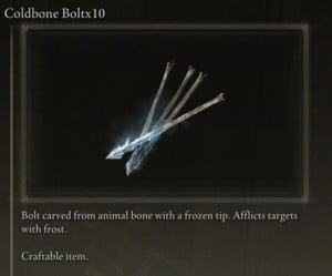 Elden Ring: All Crafting Recipes - Arrows/Bolts - Coldbone Bolt