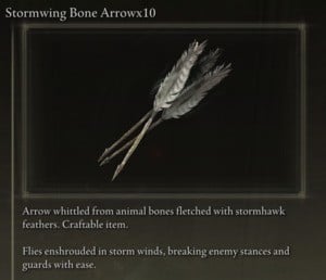 Elden Ring: All Crafting Recipes - Arrows/Bolts - Stormwing Bone Arrow x10