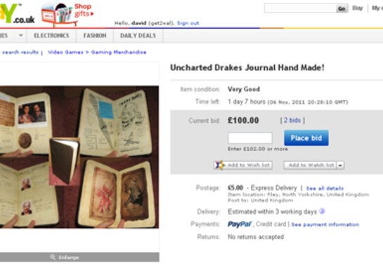 Hand-Made Uncharted Journal Replica Hits eBay