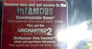 Hurrah! Buy inFamous & Get Access To Uncharted 2's Multiplayer.