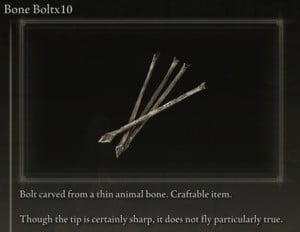 Elden Ring: All Crafting Recipes - Arrows/Bolts - Bone Bolt x10