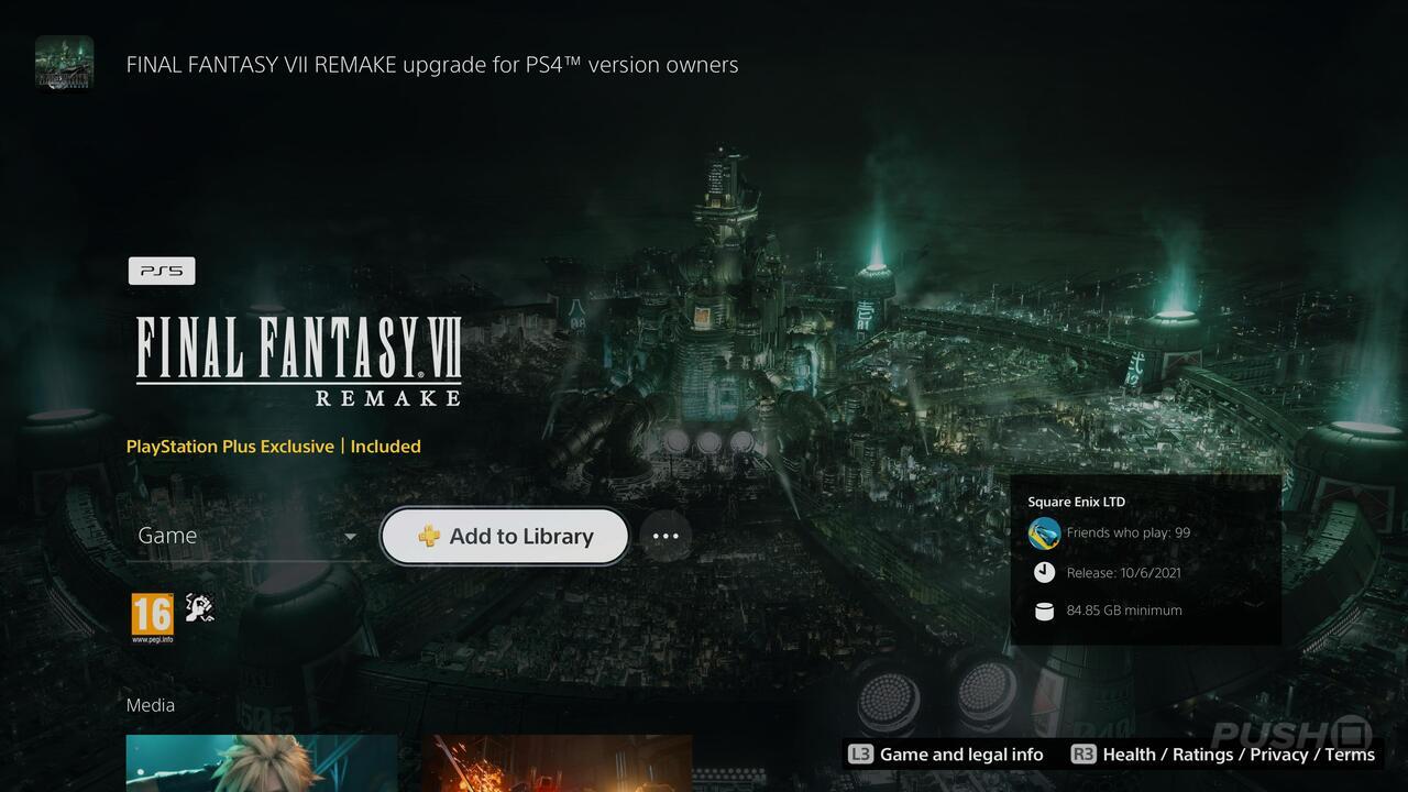 PS5 Upgrade for Final Fantasy VII Remake Now Available with PS