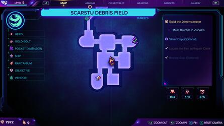 Ratchet & Clank: Rift Apart: Scarstu Debris Field (Zurkie's) - All Collectibles: Spybots, Gold Bolts, Armour, CraiggerBears 10