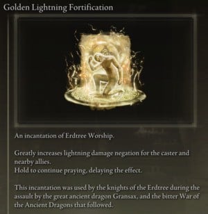 Elden Ring: Support Incantations - Golden Lightning Fortification