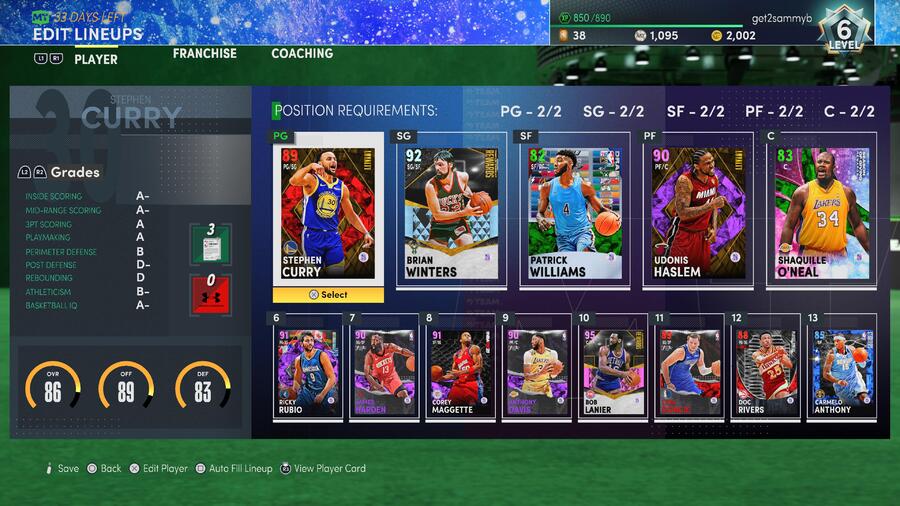 I haven't spent a dime on this NBA 2K21 team, but there are loads of great players in my lineup.