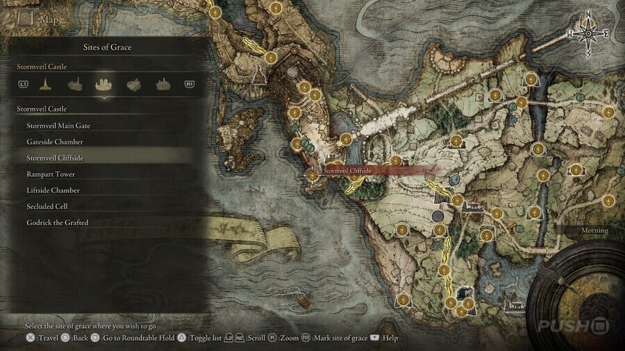 Elden Ring: All Site of Grace Locations - Stormveil Castle - Stormveil Cliffside