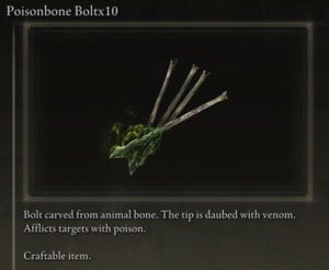 Elden Ring: All Crafting Recipes - Arrows/Bolts - Poisonbone Bolt x10