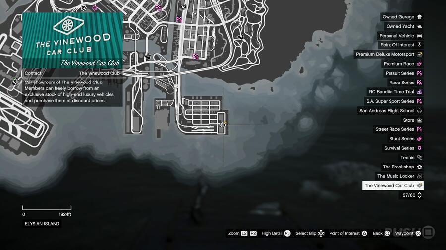 gta vinewood car club location