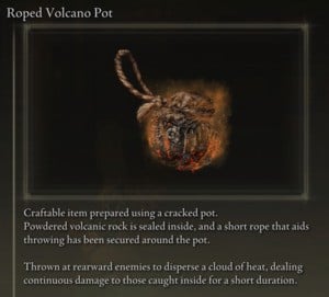 Elden Ring: All Crafting Recipes - Throwing Pots - Roped Volcano Pot