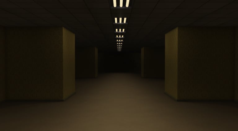 Dark corridor in a scary roblox game