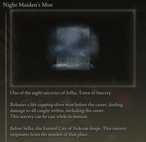 Elden Ring: Support Sorceries - Night Maiden's Mist