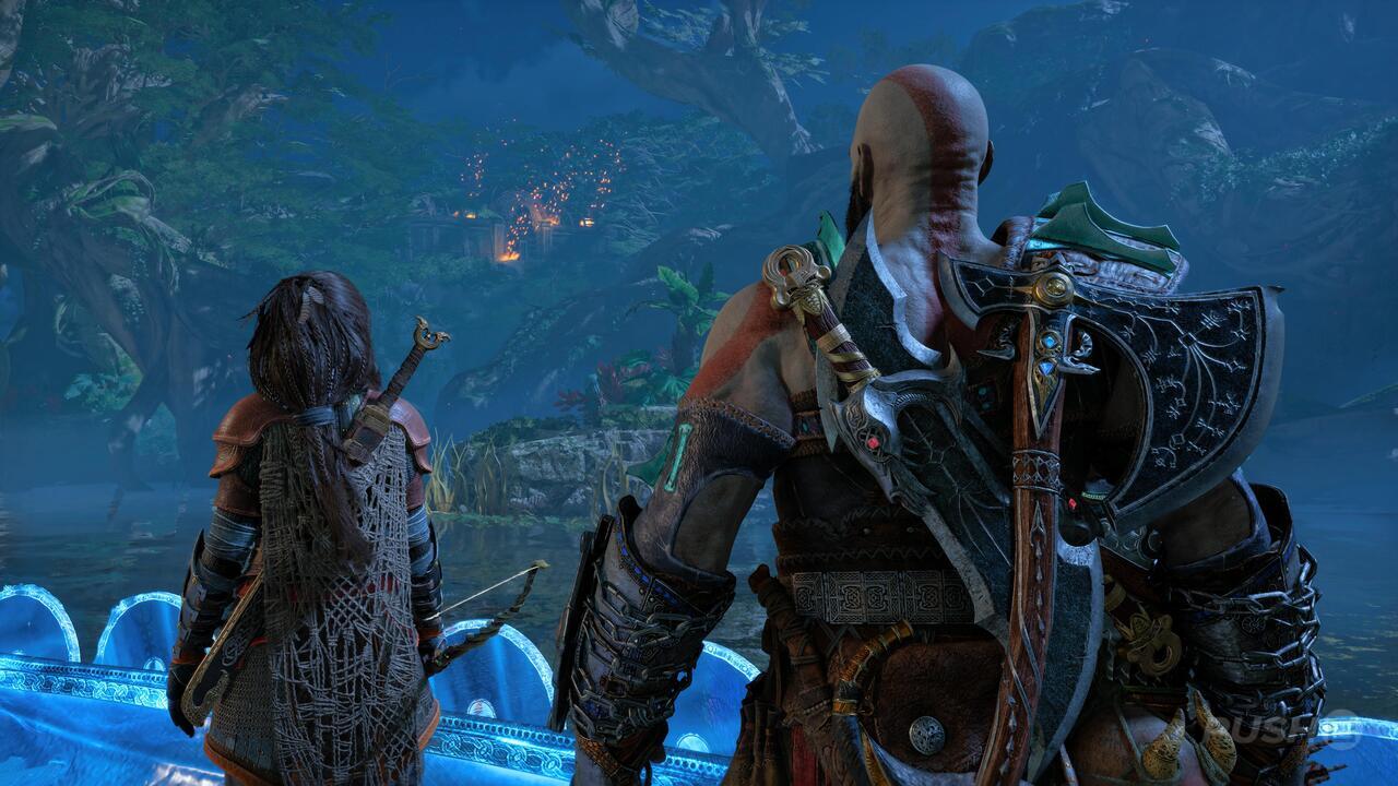 Why does Kratos have blue blades in God of War 2 at the beginning