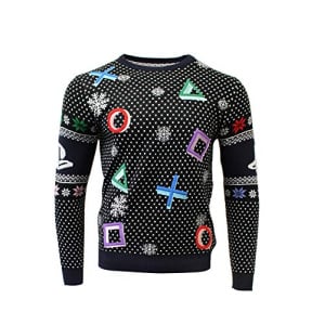 PlayStation Ugly Christmas Sweater Symbols Black for Men Women Boys and Girls - XL