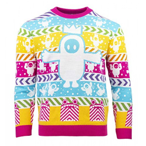 Numskull Unisex Official Fall Guys Knitted Christmas Jumper for Men or Women - Ugly Novelty Sweater Gift