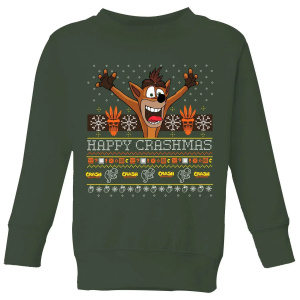 Crash Bandicoot Kids' Christmas Jumper - Forest Green