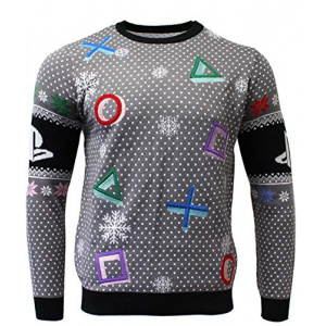 Numskull Unisex Official Playstation Symbols Grey Knitted Christmas Jumper