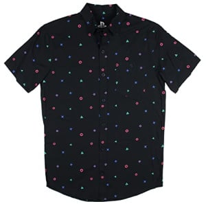 Sony Playstation Controller Icon Allover Print Woven Button Up Shirt