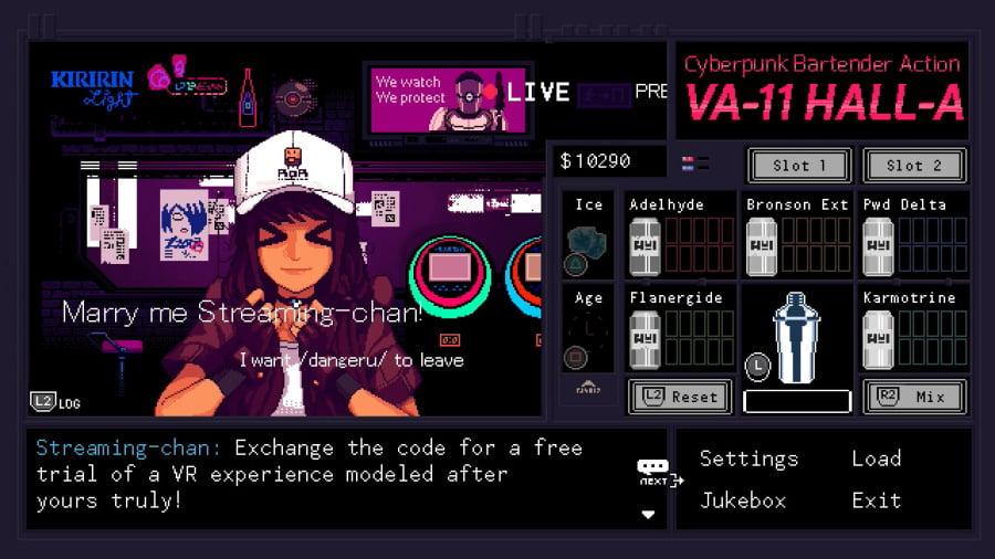 VA-11 HALL-A: Cyberpunk Bartender Action Review - Screenshot 1 of 4